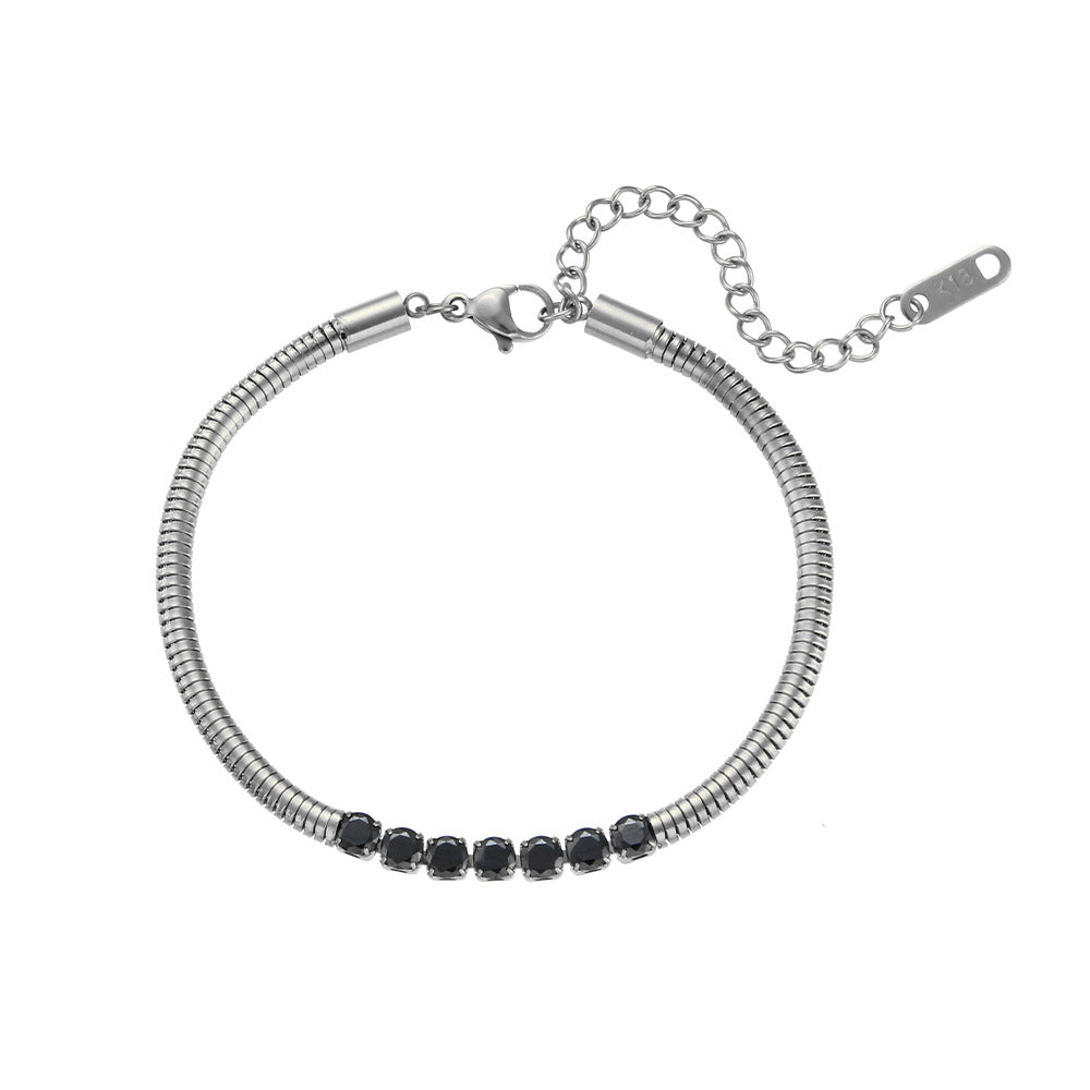 Thick Snake Chain Bracelet with Stainless Steel Beads