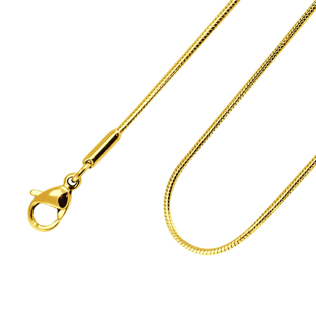 555Jewelry 1.2mm Stainless Steel Snake Chain Necklace for Men & Women Stainless Steel Necklace for Men Classic Necklace for Women Simple Thin Delicate Chain Necklace Gold 26 Inch