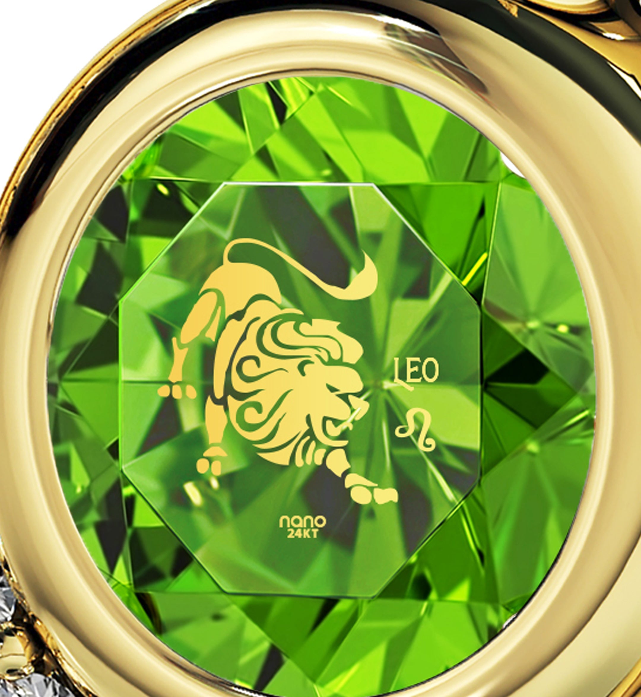 Leo Zodiac Heart Pendant Necklace | Gold Plated Silver | 24K Inscribed Crystal
