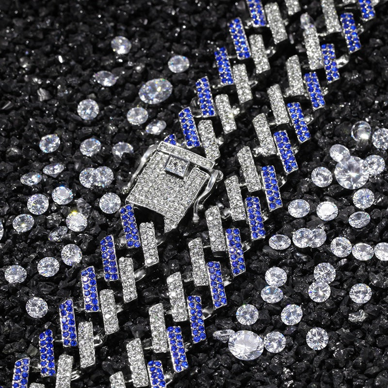 15mm Cuban Link Chain with Diamond Design for Hip-Hop