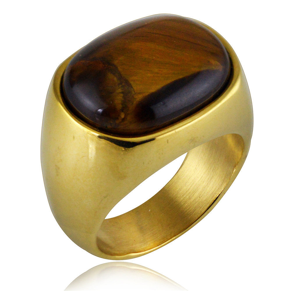 Tiger Eye Stone Ring | Titanium Steel Minimalist Ring