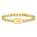 VNOX Gold Initial Bracelet for Men - Mens Gold Plated Stainless Steel Cuban Link Chain Bracelet Letter Custom a Initial Bracelets for Men TeenBirthday Christmas Gifts for Young Men friend
