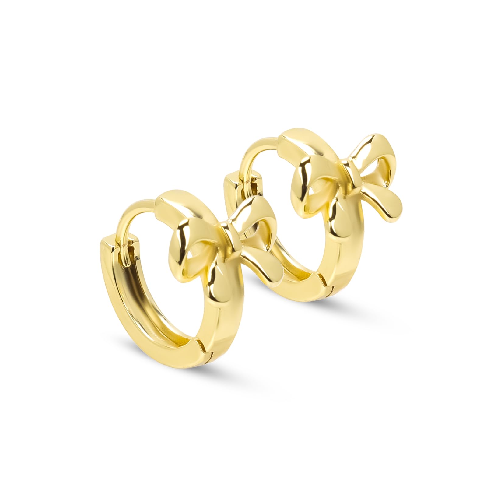 Gold Bow Hoop Earrings | Ribbon Bowknot Huggie Hoops for Women
