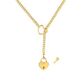 MIFYNN Heart O ring Slip Chain Necklace for Women Stainless Steel Cuban Chain Heart Necklace Punk Rock Collar Necklace Handmade Adjustable Lariat Y Necklace for Men (Gold lock)