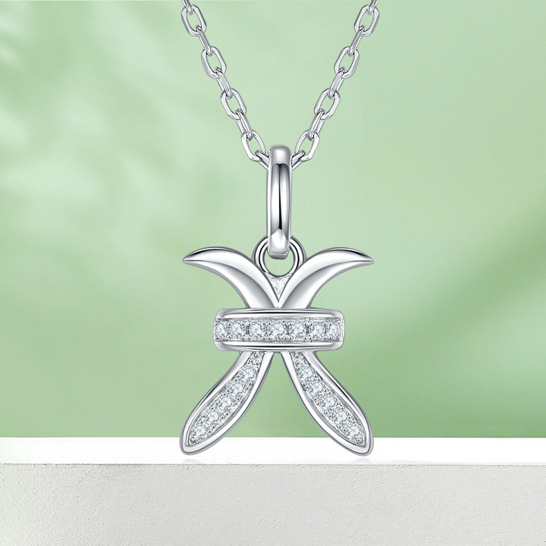 Pisces Moissanite Zodiac Pendant Necklace | Lab Diamond Astrology Jewelry