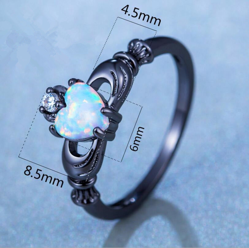 Black Gold Heart Diamond Ring | Minimalist Design