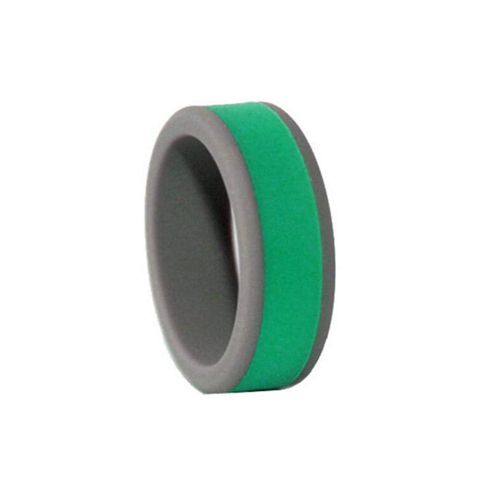 PAMTIER Mens 2 PCS Functional Silicone Rings Classic Collection Outdoor Active Exercise Style Gray Green Size 10