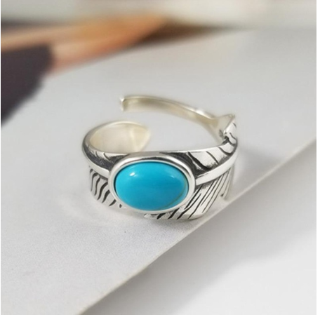 Vintage Feather Ring | Retro Style Adjustable Ring