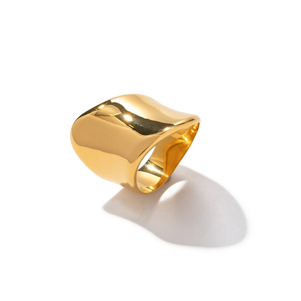 18K Gold Wide Band Ring | Minimalist Stainless Steel II