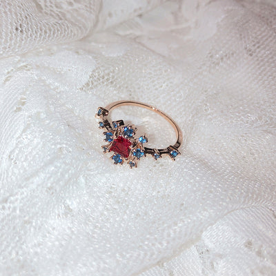 Floral Moon Ring | Adjustable Open Ring