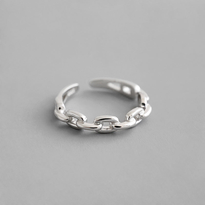 Silver Chain Ring | Minimalist Adjustable Design