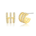 Triple Huggie Hoop Earrings with CZ | 14K Gold Plated Illusion Studs