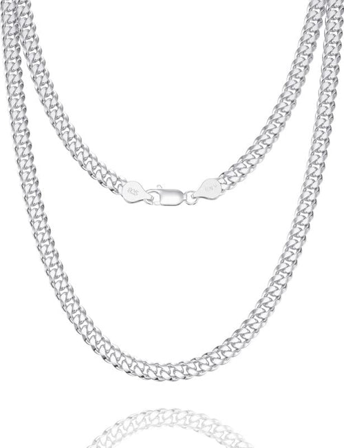 ASDULL 925 Sterling Silver 5mm Silver Cuban Link Chain Necklace for Men Silver Link Chain for Women 24 Inches