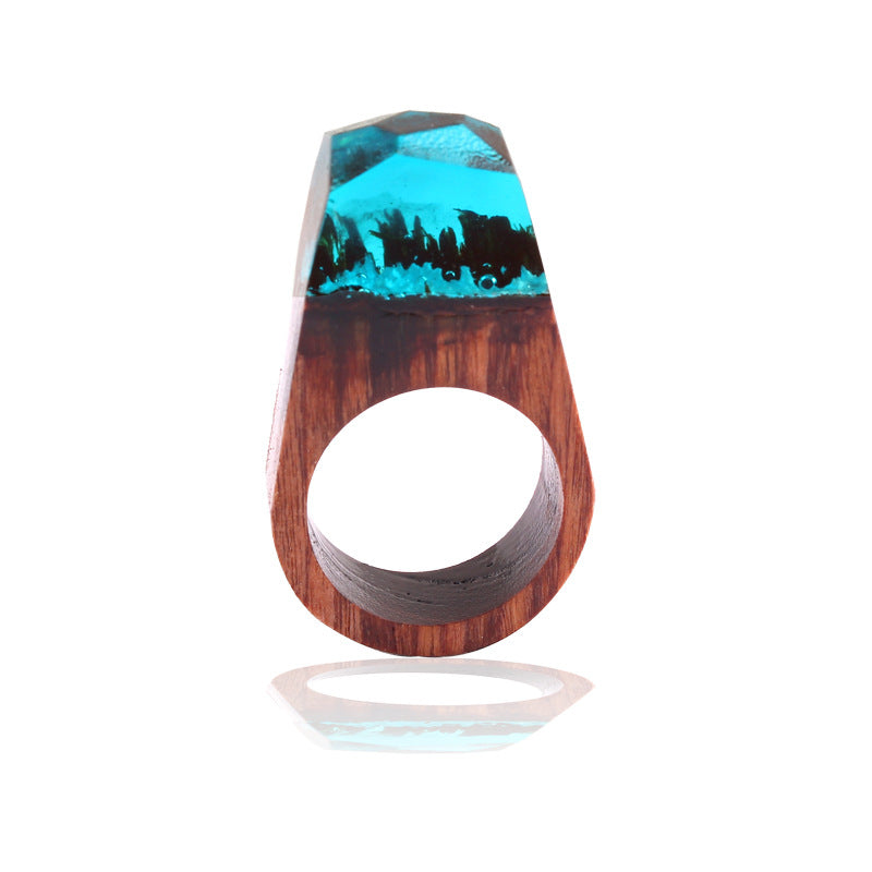 Pointed Wooden Resin Ring | Ethnic Style