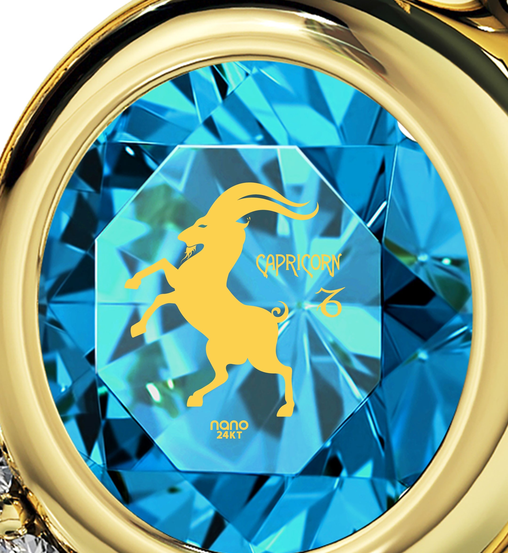 Capricorn Zodiac Heart Pendant Necklace | Gold Plated Silver | 24K Inscribed Crystal