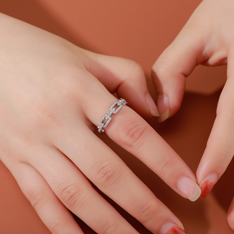 Korean Double-Layer Diamond Ring | Minimalist Design