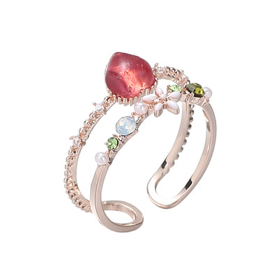 Floral Moon Ring | Adjustable Open Ring