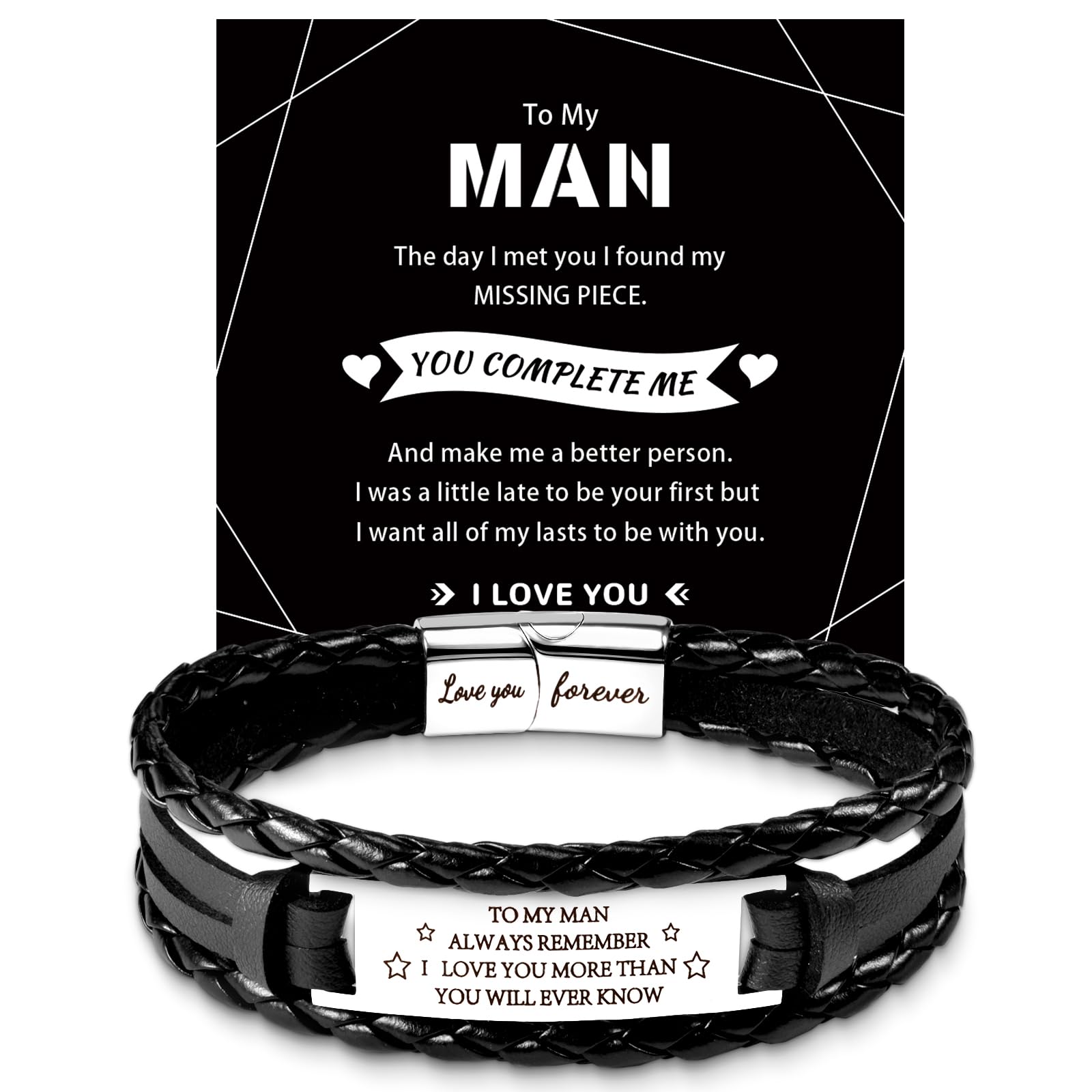 Men's Engraved Leather Bracelet | Personalized Gift for Him