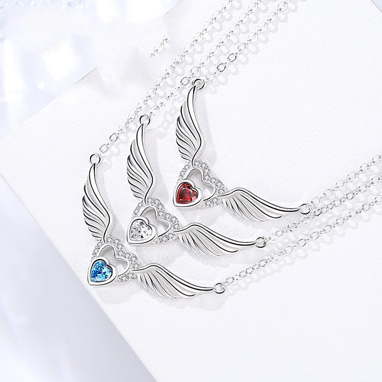 925 Silver Minimalist Angel Wings Pendant Necklace