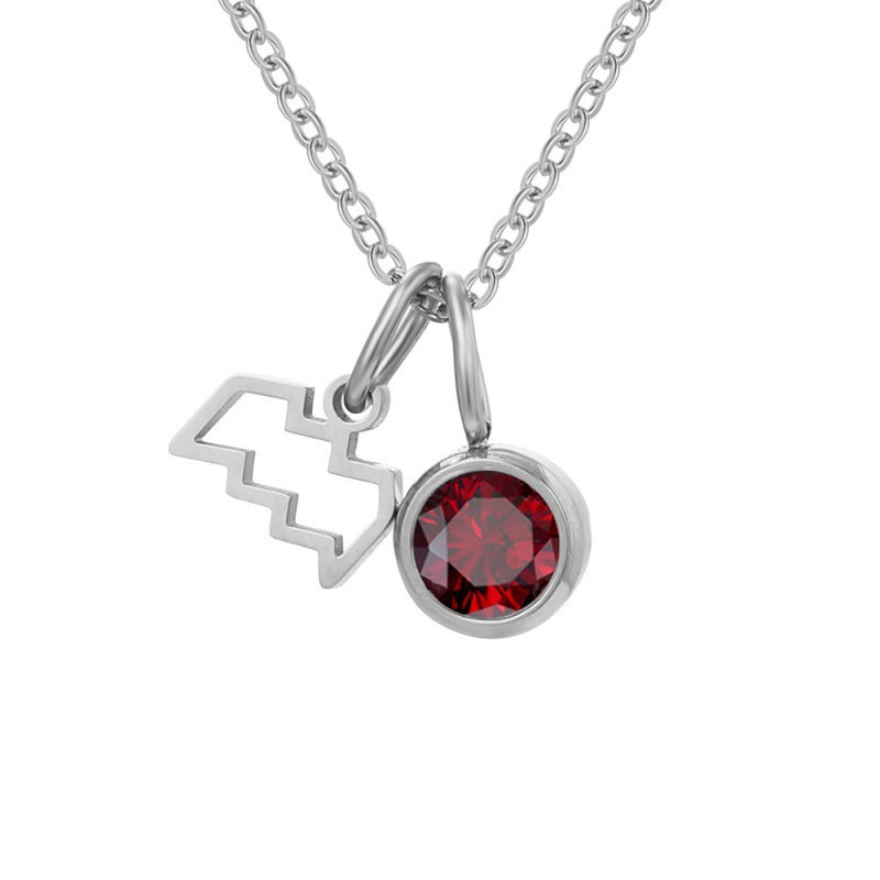EMANCO 3D Zodiac Rune Necklace with Birthstone and Crystals