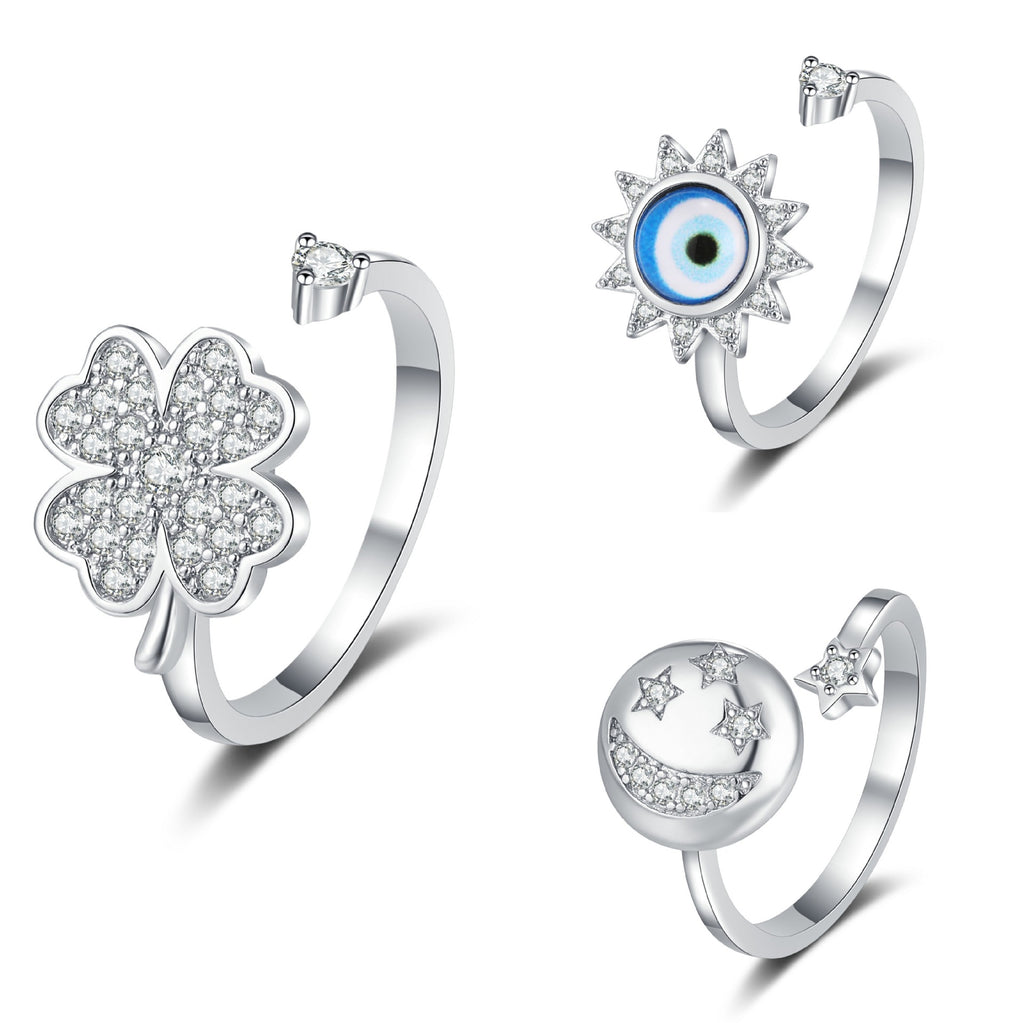 Clover Zircon Fidget Ring | Anxiety Relief Ring