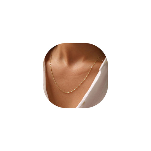 BAYLAY Gold Chain Necklace for Women Gold Double Paperclip Chain Necklace for Women Gold Paper Clip Necklace Gold Jewelry Thin Gold Chain Necklace16 Inch Necklace Gifts for Women