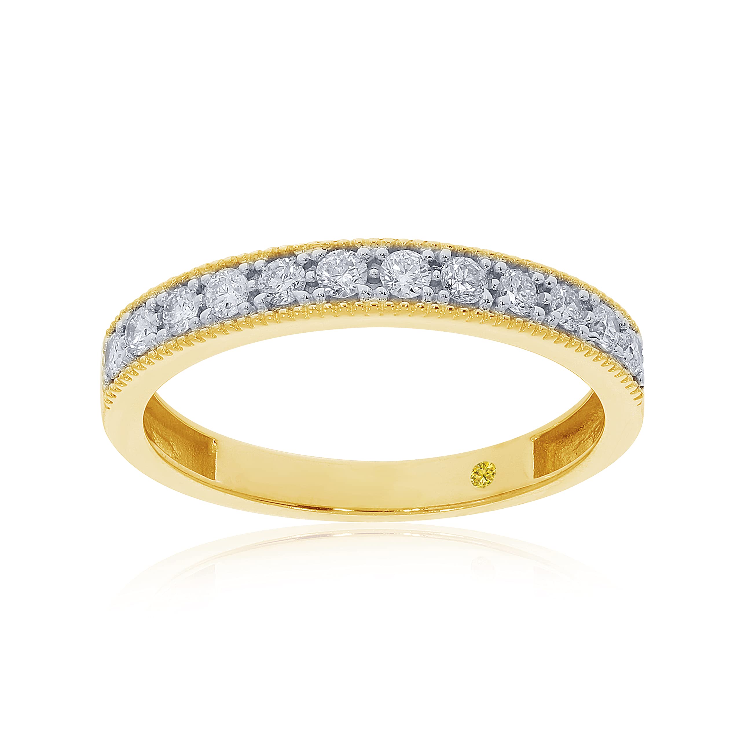 Yellow Gold Diamond Wedding Bands for Women | 1/10 CT TW Certified Lab Grown Vintage Diamond Anniversary Bands Promise Rings Stackable Bands and Wedding Rings | Ring Size 8.5