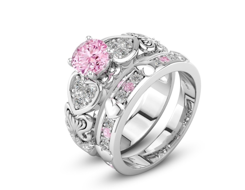 Heart Platinum Double Layer Stacking Ring
