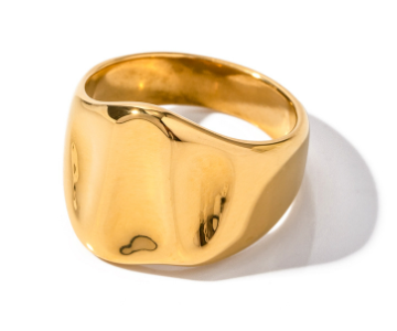 18K Gold Wide Band Ring | Minimalist Stainless Steel