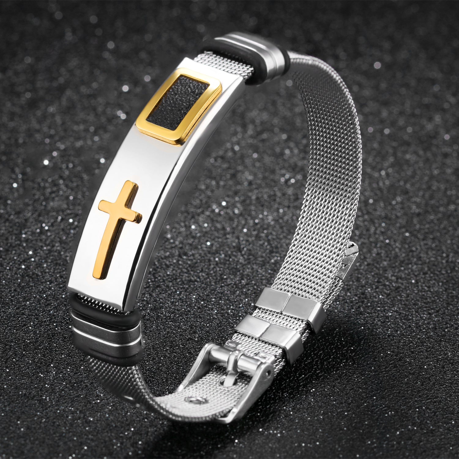 Titanium Steel Cross Bracelet for Men | Religious Men's Jewelry
