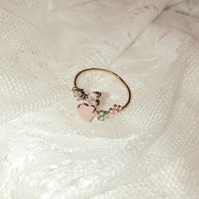Floral Moon Ring | Adjustable Open Ring