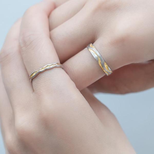 Couple's Matching Ring Set | Resizable Alloy Rings with Stone Accents