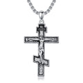 Cargari Eastern Orthodox Cross Necklace S925 Sterling Silver Orthodox Cross Pendant for Men Women