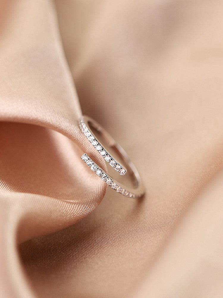 Minimalist Adjustable Zircon Ring | 925 Silver Plated