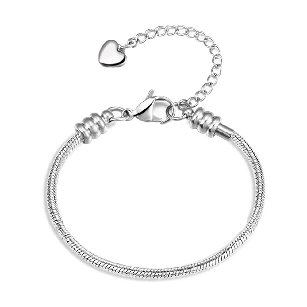 OutstandLong Women Men European Charm Bracelet Stainless Steel 3mm Snake Chain Bracelet Fits Charms Bead 10"