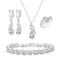 Teardrop Earrings Ring Necklace & Bracelet Set for Women – 4-Piece Elegant Jewelry Gift Set