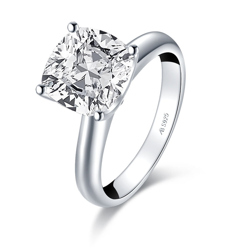 Minimalist 925 Silver Cushion Cut Diamond Ring