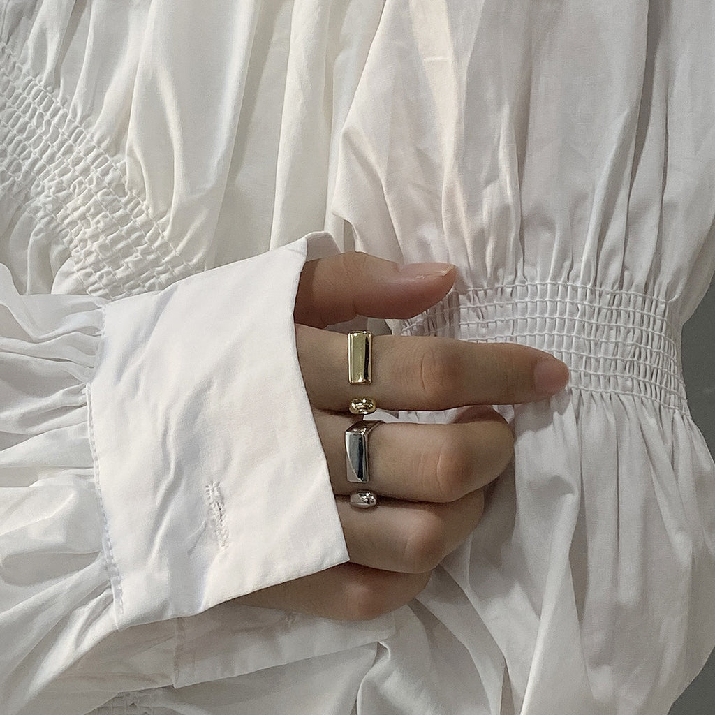 Geometric Minimalist Sterling Silver Ring for Women
