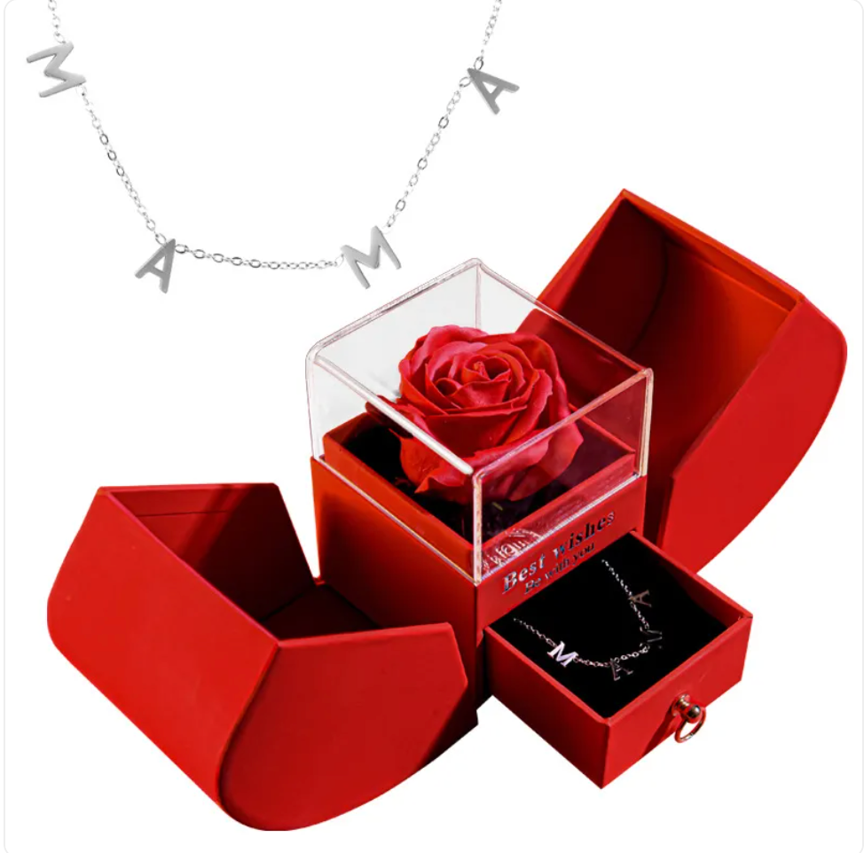 Necklace Jewelry Gift Box Set with Soap Flowers