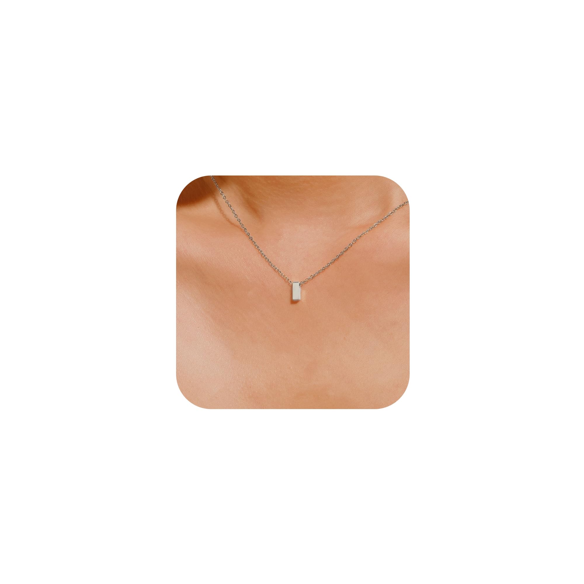 JUTOLOKA Valentines Day Gifts Initial Necklace for Women 18K Gold Silver Plated A-Z Initial Necklace Heart Pendant Dainty Cute Trendy Tiny initial a-z choker necklace(I Silver)