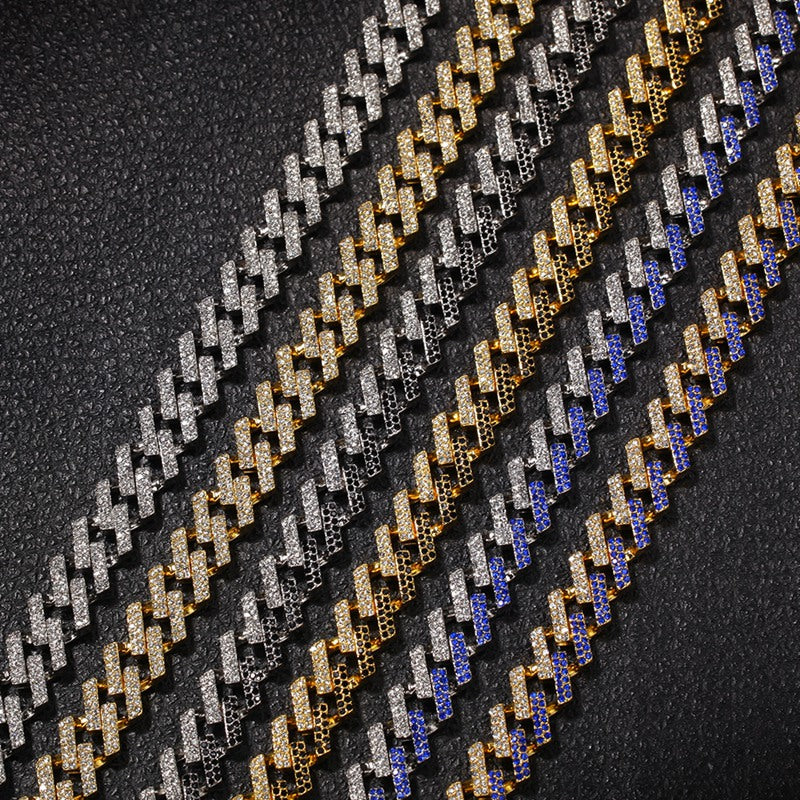 15mm Cuban Link Chain with Diamond Design for Hip-Hop