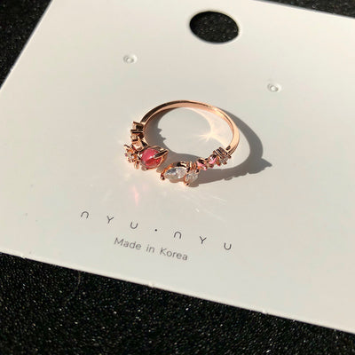 Floral Moon Ring | Adjustable Open Ring
