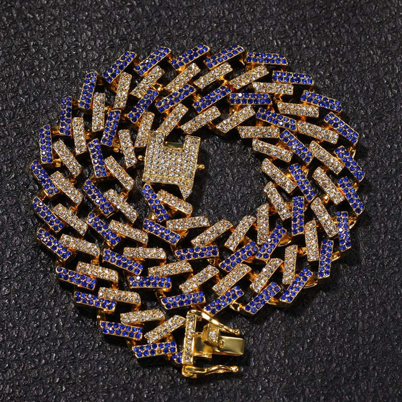 15mm Cuban Link Chain with Diamond Design for Hip-Hop
