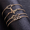 Heartbeat Infinity Bracelet Set | Rhinestone Charm