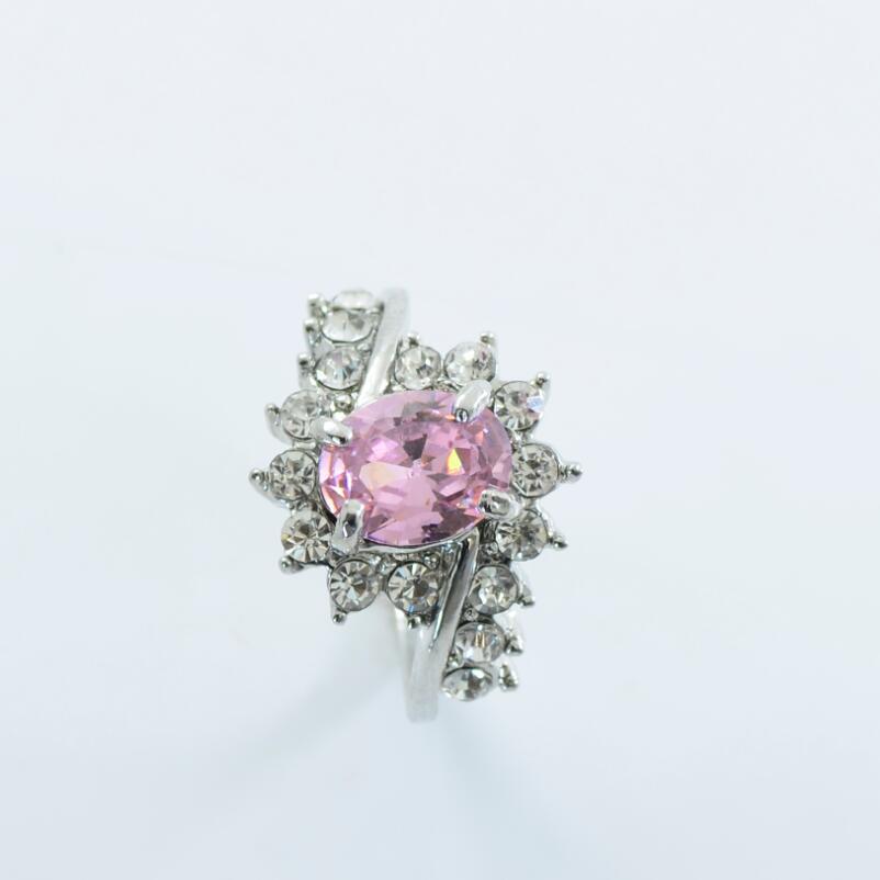 Oval Ruby & Diamond Zircon Engagement Ring