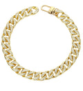 Gold Dog Collar Puppy Zircon 14mm Cuban Link Chain Handmade Iced Out Diamond Exaggerated Full Cz Prong Set Pet Jewelry