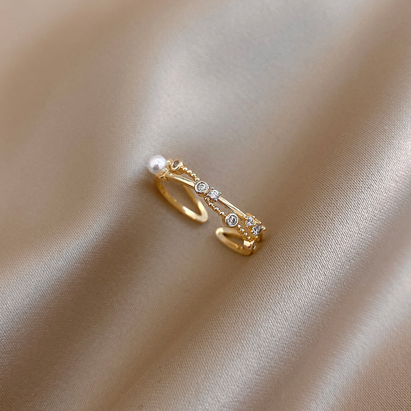Pearl & Zircon Ring | Minimalist Design for Women