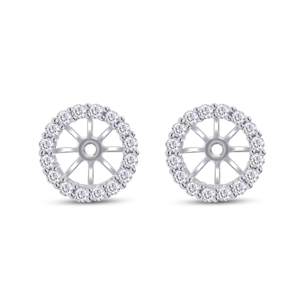 Lab Grown Diamond Womens Earring Jackets For 7MM Round Shape Studs In 14k White Gold Over 925 Sterling Silver (0.40 Ctw) Gift For Her