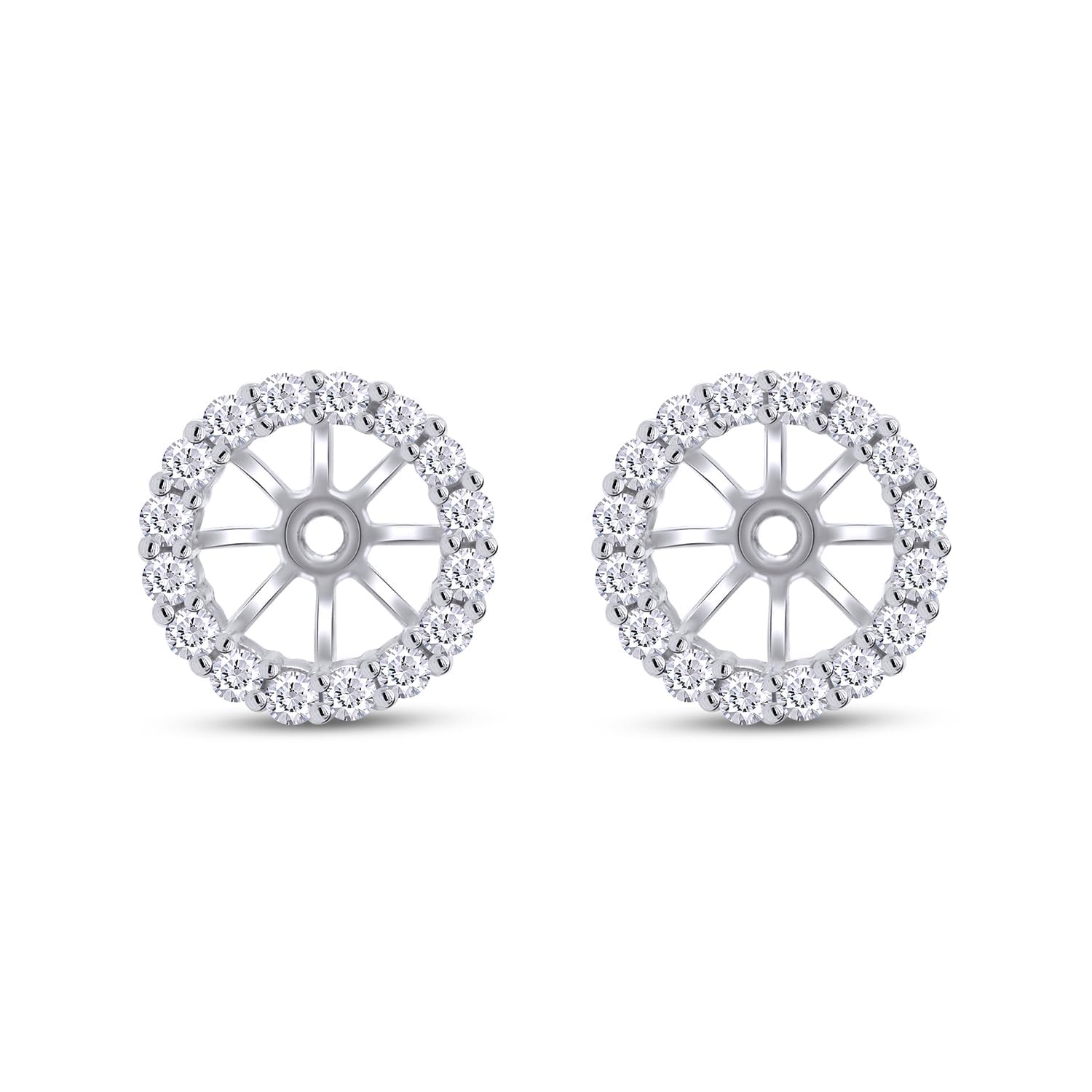 Lab Grown Diamond Womens Earring Jackets For 7MM Round Shape Studs In 14k White Gold Over 925 Sterling Silver (0.40 Ctw) Gift For Her