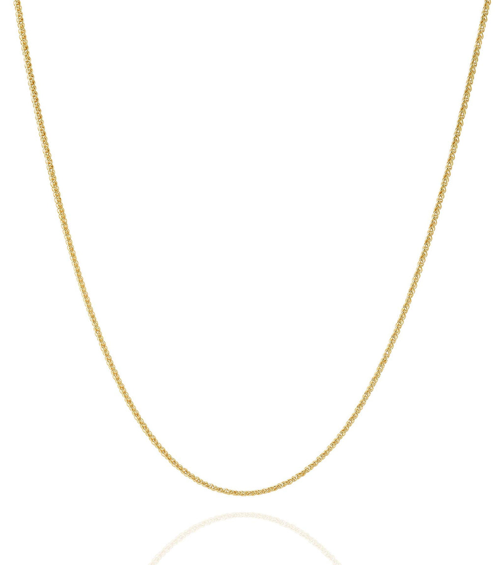 Jewelry Atelier Gold Chain Necklace Collection - 14K Solid Yellow Gold Filled Round Wheat/Palm Chain Necklaces for Women and Men with Different Sizes (2.5mm or 3.2mm)